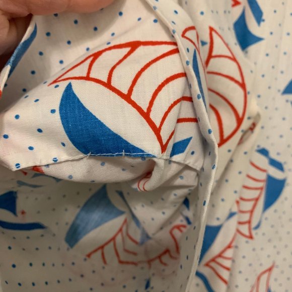 Adorable 70s 80s vintage Model Coat housedress snap down kitsch white with red a - Picture 7 of 8